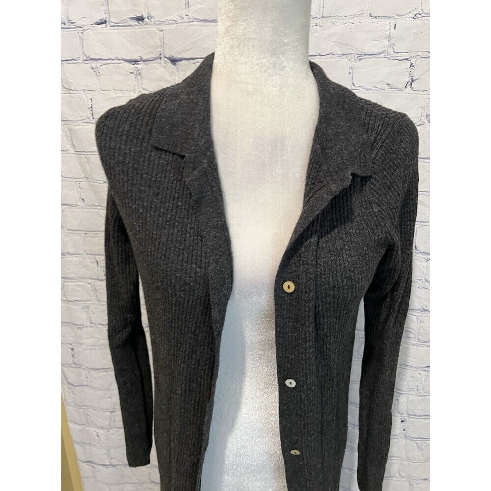 NWT ZARA - BUTTON DOWN BLACK RIBBED KNIT DRESS LONG DUSTER SWEATER Size Large - Picture 4 of 10